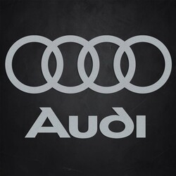 Drevené logo a nápis na stenu - Audi | Strieborná