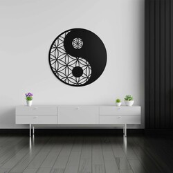 Wooden Mandala Flower of Life - Yin Yang | Black