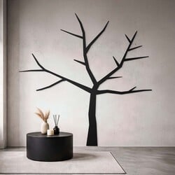 Copacul sculptat din lemn pentru perete | Negru