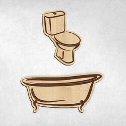 Wooden Door Sign - WC + Bathroom  | Maple