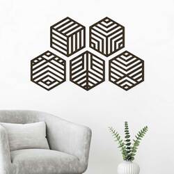 Wall Decoration - Hexagon (5 pcs) | Wenge