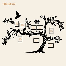 Wooden Family Tree on the Wall - Birds | 148x100 cm