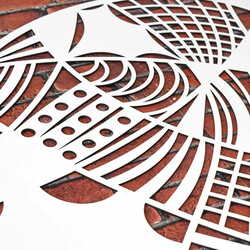 Wooden Abstract Picture - Yarn Ball | White