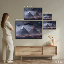 Futuristic image of pyramids and UFO - Star apocalypse