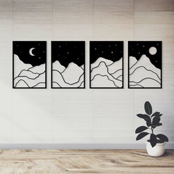 Viacdielna drevená dekorácia - Nočná obloha | Čierna