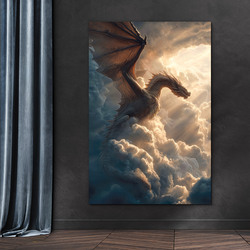 Drevený obraz na stenu - Drak v oblakoch