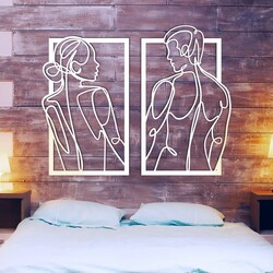 Wooden Wall Art - Man and Woman | White