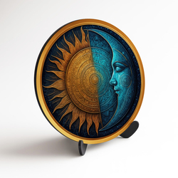 Dřevěný obraz - Slunce a Měsíc