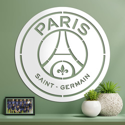 Wooden Football Logo on the Wall - PSG | White