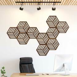 Wooden Wall Decoration - Hexagons (5 pcs) | Walnut