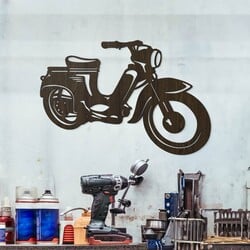 Wooden Wall Art in Retro Style - Jawa 555 | Wenge