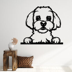 Drevený obraz - Maltézsky psík | Čierna