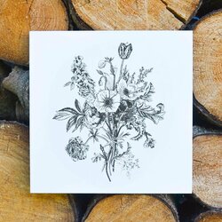 Modern Wall Art for the Living Room - Spring Flowers | White