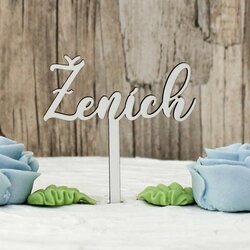 Drevený zápich na svadobnú tortu - Ženích