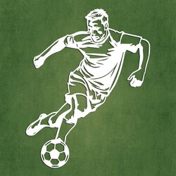 Wooden Wall Sticker - Footballer | White