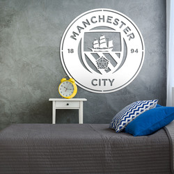 Siglă din lemn a clubului - Manchester City | Alb