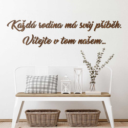 3d Nápis ze dřeva na zeď - Vítejte v našem příběhu | Ořech