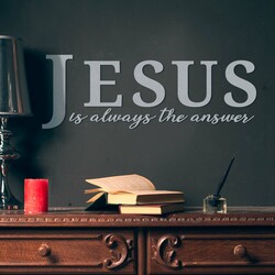 Wooden Sticker - JESUS is always the answer | Silver