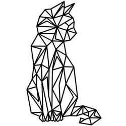 Geometric Wooden Wall Art - Cat | Black