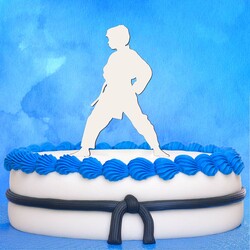 3D tortadísz névvel - Karate | Fehér