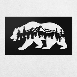 Fa falikép - Medve és hegyek