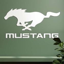 Dřevěný znak auta - Logo Mustang | Bílá