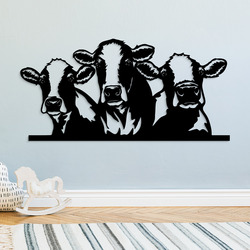 Wooden Cut-Out Wall Art - Cows | Black