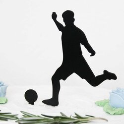 Drevený zápich na tortu - Futbalista muž | Čierna