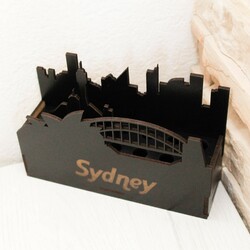 Dřevěný stojan na kancelářské potřeby - Sydney | Černá