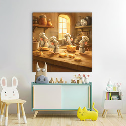 Children's wooden picture - Mice in the kitchen