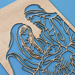 Tablou din lemn - Sfânta Familie | Stejar Sonoma