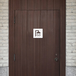 Wooden Door Sign - Shower | White