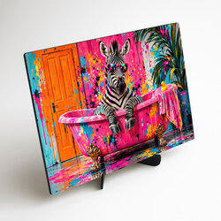 Farebný street art obraz - Zebra vo vani