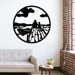 Dřevěný obraz - Rybář | Černá