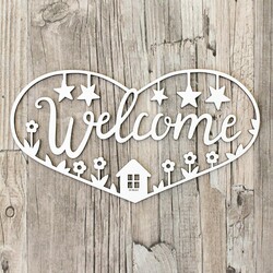 Wooden Wall Decoration - Welcome | White