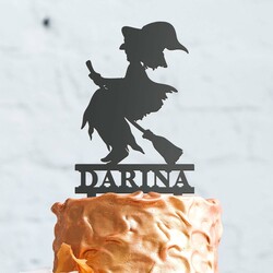 Halloweenská ozdoba na tortu - Bosorka | Antracitovo-šedá