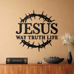 Vyrezávaný 3D obraz na stenu - Jesus Way Truth Life | Čierna