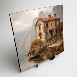 Rustikálny obraz - Starý dom pri jazere