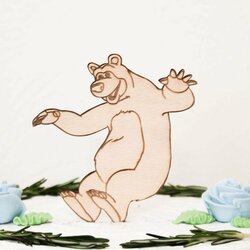 Drevená ozdoba na tortu - Máša a medveď 2