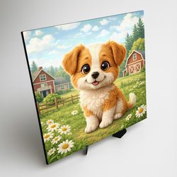 Detský obraz psíka na dreve - Šteniatko