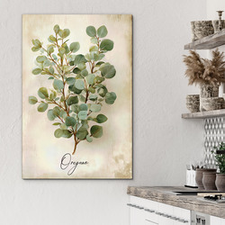 Fából készült fűszernövény kép a konyhába - Oregánó