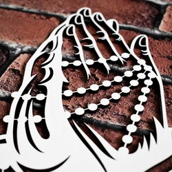 Wooden Wall Art - Praying Hands | White