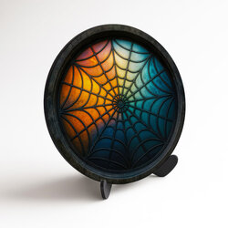 Színes kör alakú kép pókhálóval - Wednesday