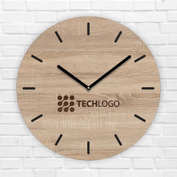 Drevené hodiny na mieru s logom firmy | Dub Sonoma