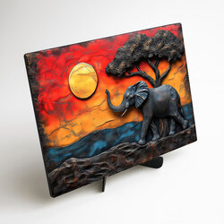 Africký obraz na dreve - Slon šťastia