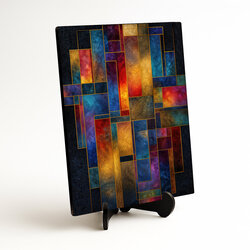 Wooden colored picture - Geometric stained glass