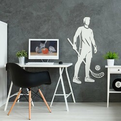 Dřevěný 3D obraz - Florbalista | Bílá