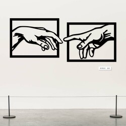 Wooden Wall Art - The Creation of Adam | Black