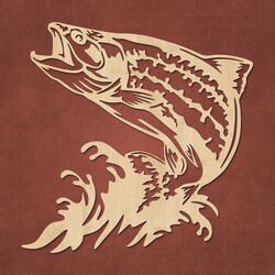 Darček pre rybára - Drevený obraz ryby - Pstruh | Javor