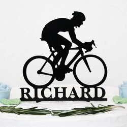 Drevený zápich na tortu s menom - Bicyklista | Čierna